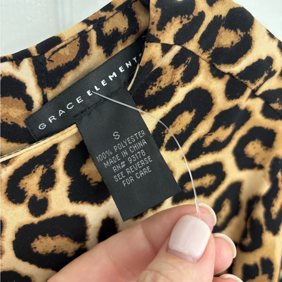 Grace Elements Leopard Print Bell Sleeve Top - Brown & Black - Picture 3 of 5